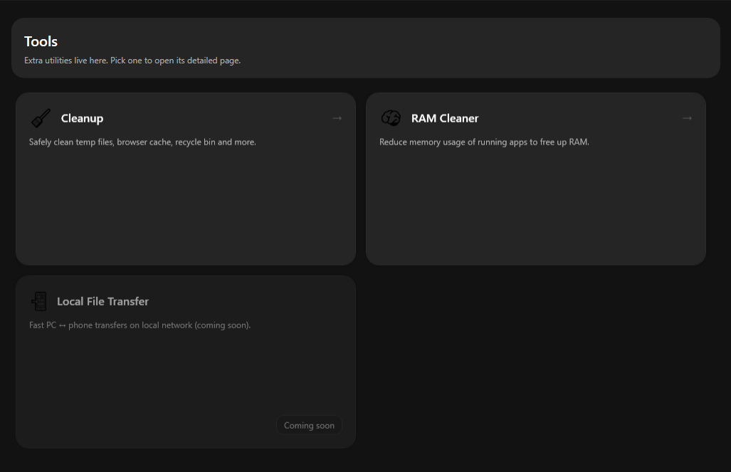 Diskora araçlar ekranı